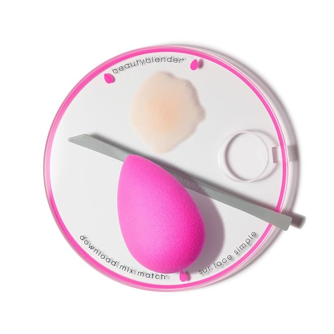 Beautyblender® | Surface Simple Portable Clear Beauty Blender Makeup Mixing Palette, Mix and Match Foundations and Creams, Includes Mixing Makeup Wand-Velvo Beauty