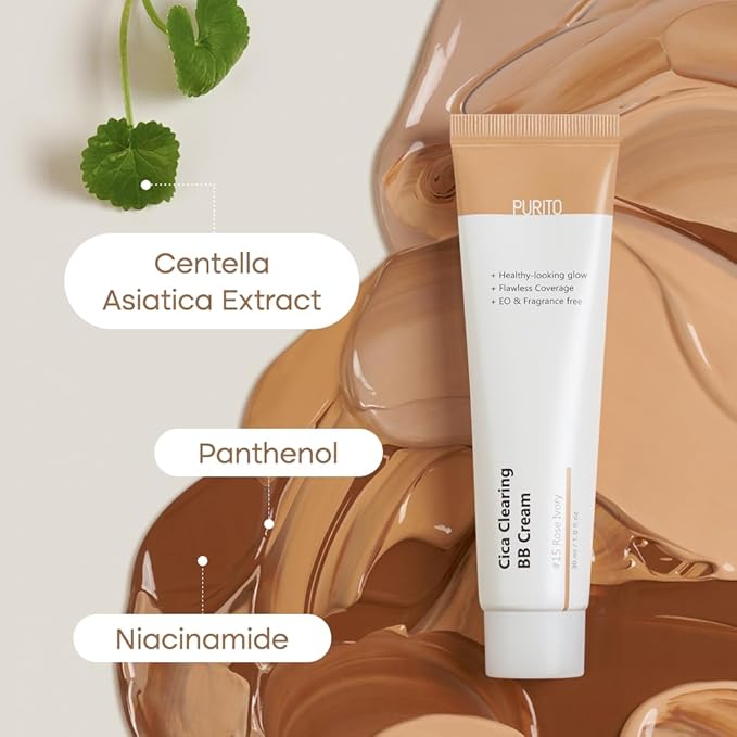 PURITO Cica Clearing BB Cream #31 Deep Warm 1 fl.oz / 30ml, Vegan bb cream, foundation, cruelty free-Velvo Beauty