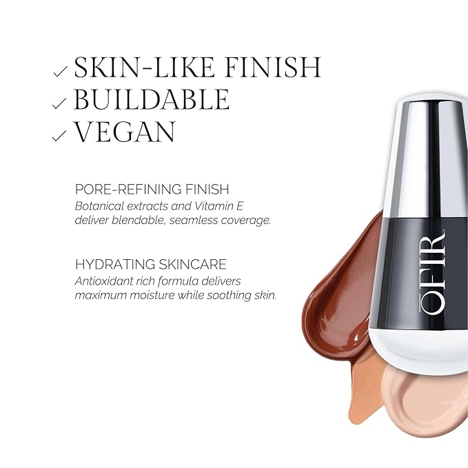 OFIR Skin Satin Medium Coverage Foundation | Buildable, Non-Creasing Finish | Vegan, Cruelty-Free, Paraben-Free Makeup | Blue Light Protection | 1 FL OZ (Anise - Medium Deep Warm)-Velvo Beauty