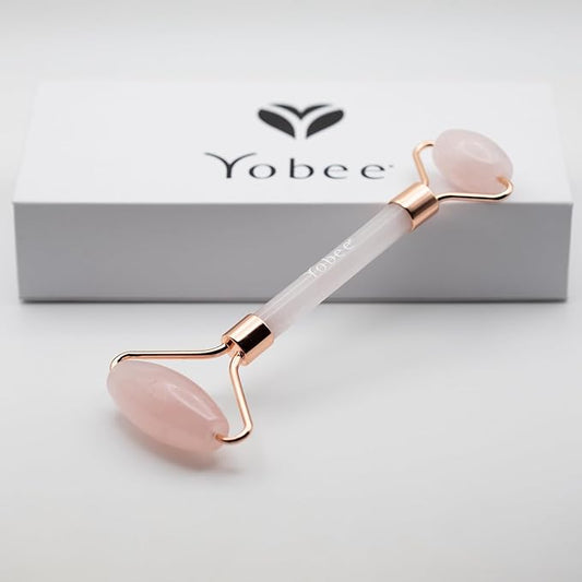 Yobee Face Roller Massager, Rose Quartz, Gua Sha Anti Aging Wrinkles Puffiness Acupressure Facial Skin Care Gift for Women-Velvo Beauty