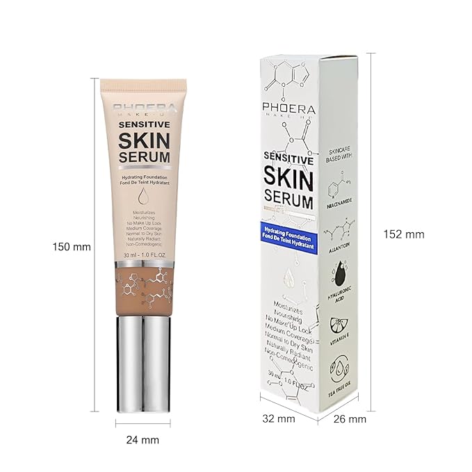 PHOERA Essence Foundation,Hydrating Waterproof and Light Long Lasting Hypoallergenic Full Coverage Foundation Serum. (N04 Sand)-Velvo Beauty