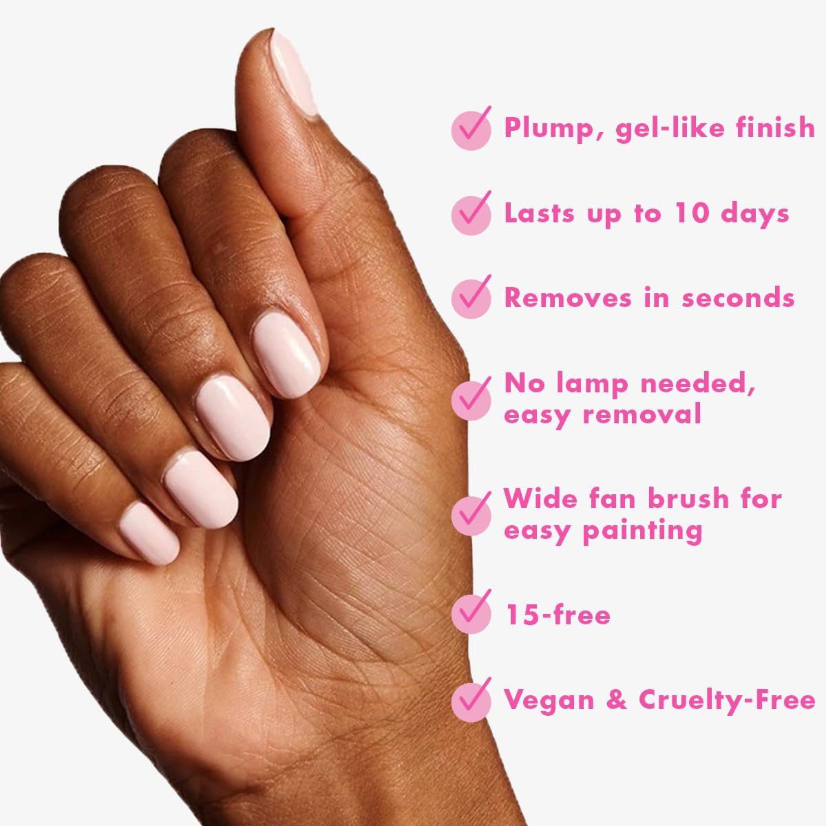 Olive & June Long Lasting Nail Polish | Plump Gel-Like Finish No Lamp Needed | Lasts up to 10 days | Salon-Quality Color at Home | 15-Free, Vegan & Cruelty-Free Chip-Resistant Shine | GH Baby Pink-Velvo Beauty