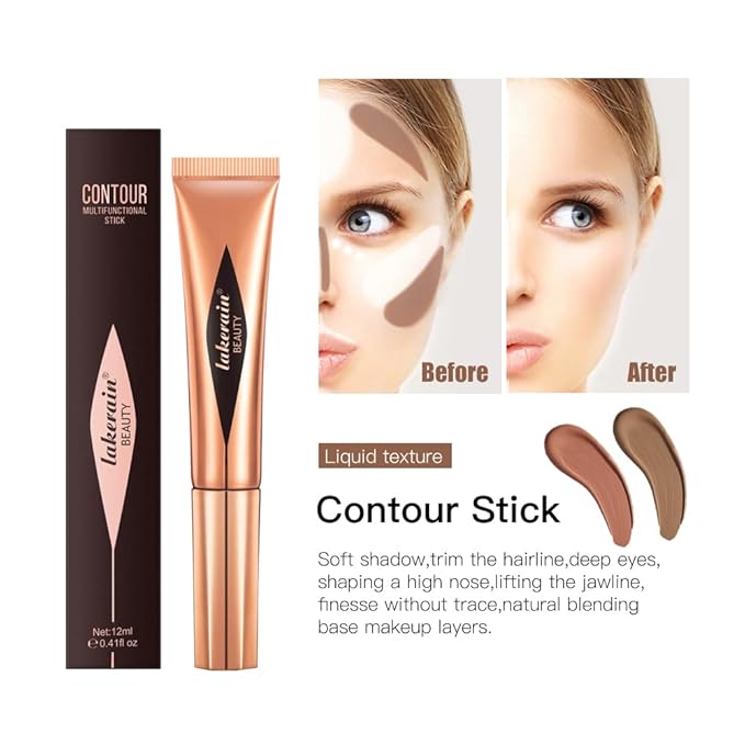 MEICOLY Liquid Contour Beauty Wand,Cream Contour Stick with Cushion Applicator,Liquid Bronzer Stick for Women and Girl,Blendable Long Lasting Smoothly Silky Contour Makeup,Cruelty-free,Medium to Dark-Velvo Beauty