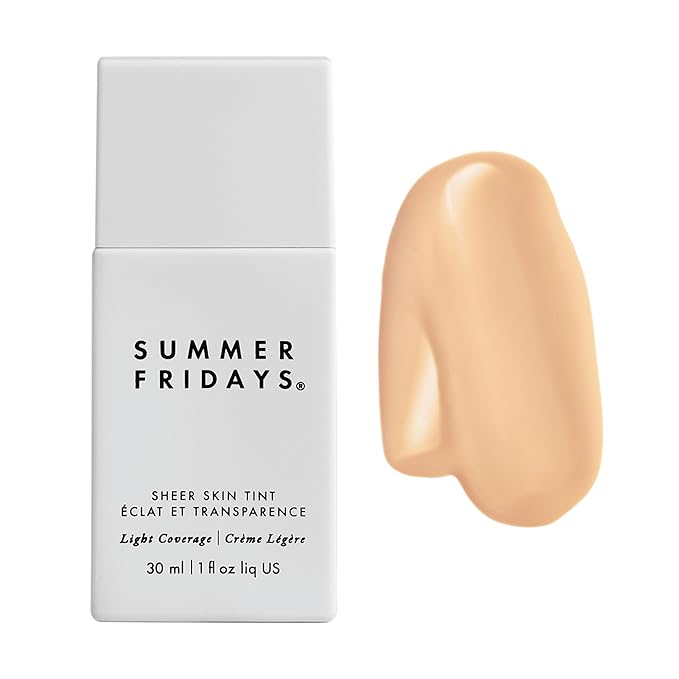 Summer Fridays Sheer Skin Tint - Skin Tint with Hyaluronic Acid - Helps Diminish Uneven Skin Tone - Sheer to Light Coverage - Shade 1 - Fair with Neutral Peach Undertones (1 Fl Oz)-Velvo Beauty