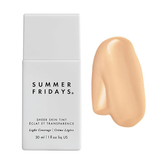 Summer Fridays Sheer Skin Tint - Skin Tint with Hyaluronic Acid - Helps Diminish Uneven Skin Tone - Sheer to Light Coverage - Shade 1 - Fair with Neutral Peach Undertones (1 Fl Oz)-Velvo Beauty