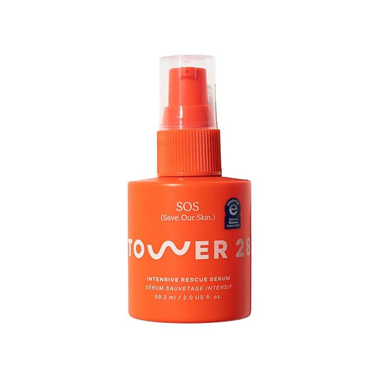 Tower 28 SOS Intensive Rescue Serum for Sensitive Skin, Hypochlorous Acid Skin Care, Helps Reduce Face Redness, Safe for All Skin Types, 2 FL Oz-Velvo Beauty