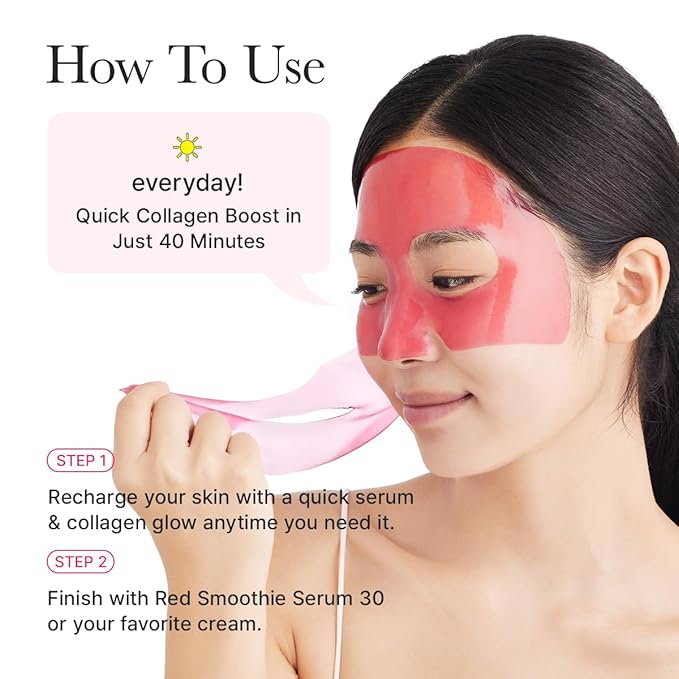 Red Collagen Jello Mask, Plump & Hydrating x 4ea, Overnight Hydrogel Mask for Dry, Mature Skin, Packed with Collagen, 5 Peptides, 2% Niacinamide-Velvo Beauty