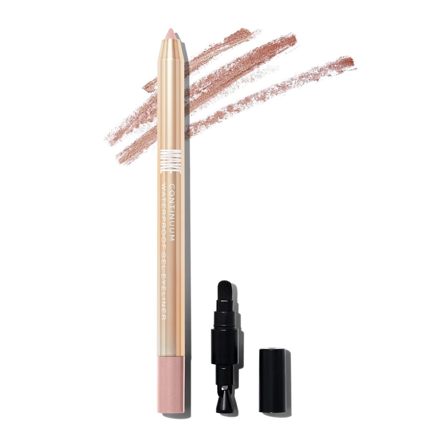 MAKE Beauty Continuum Waterproof Gel Eyeliner Pencil. Creamy, Pigmented Multi-Use, including Waterline with Built-in Sharpener and Blending Brush. Smudge-Proof Makeup. Shade - Celestial, Champagne-Velvo Beauty
