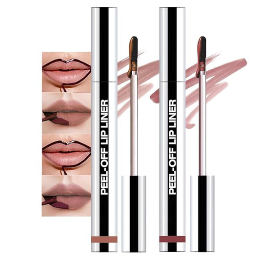 2 Pcs Matte Liquid Lip Stain Peel Off Lip Liner, Long Lasting Lip Tattoo, Waterproof & Transfer-Proof Lip Liner Peel Off Lip Gloss for All Skin Types. 0.12 fl oz #02+#03-Velvo Beauty