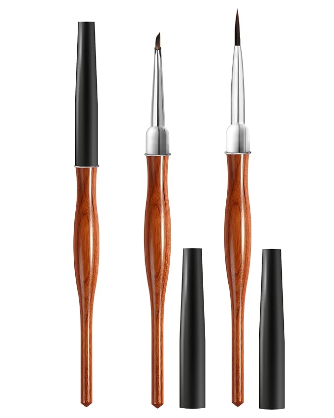 2Pcs Nail Art Brush Set, Multi-Functional 3D Nail Pen for Gel Extensions, Builder Nail Gel Design and Home DIY Manicure (Wood Color)-Velvo Beauty