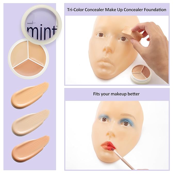 Makeup Practice Face, 2024 Upgrade 5D Makeup Mannequin Face Reusable Silicone Makeup Practice Face Board with Bracket, Come with Makeup remover & Concealer 3 Color & Makeup Bag Yellow-Velvo Beauty