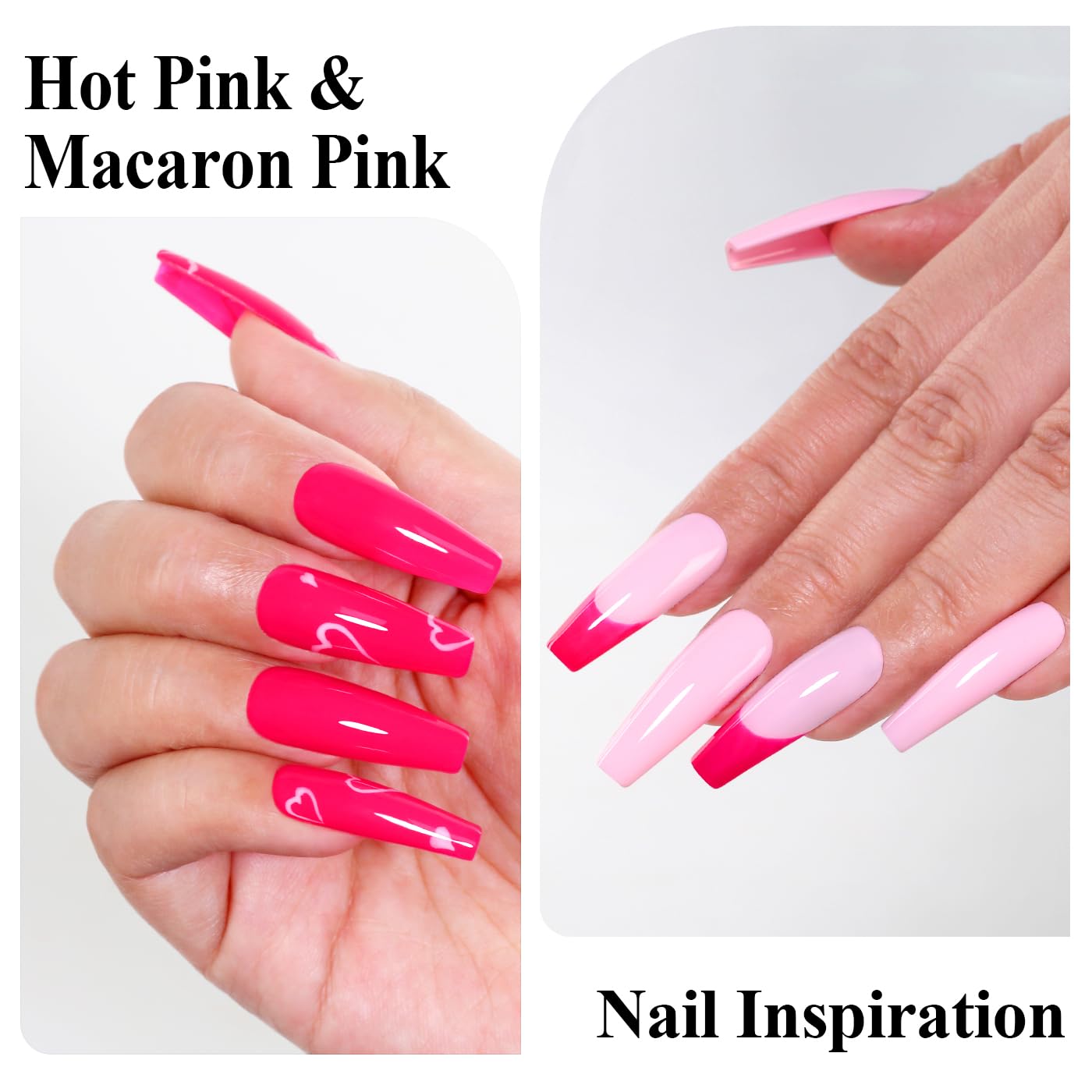 Imtiti Gel Nail Polish Kit, 2 Pcs 10ml Hot Pink & Macaron Pink Colors Gel Polish Soak Off UV LED Spring Summer Pink Gel Polish Nail Art Manicure Salon DIY Design Gel Nail Kit-Velvo Beauty