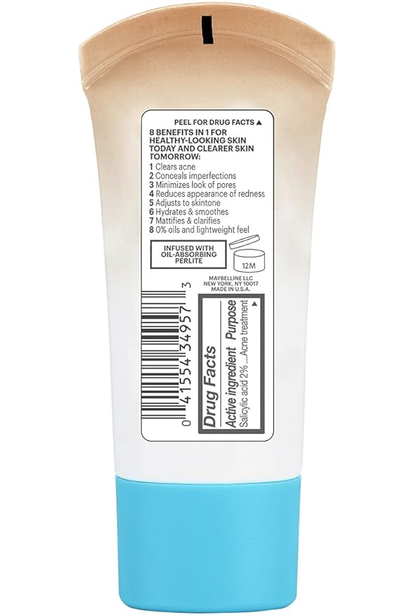 Maybelline Dream Pure Skin Clearing BB Cream, 8-in-1 Skin Perfecting Beauty Balm With 2% Salicylic Acid, Sheer Tint Coverage, Oil-Free, Medium, 1 Count-Velvo Beauty