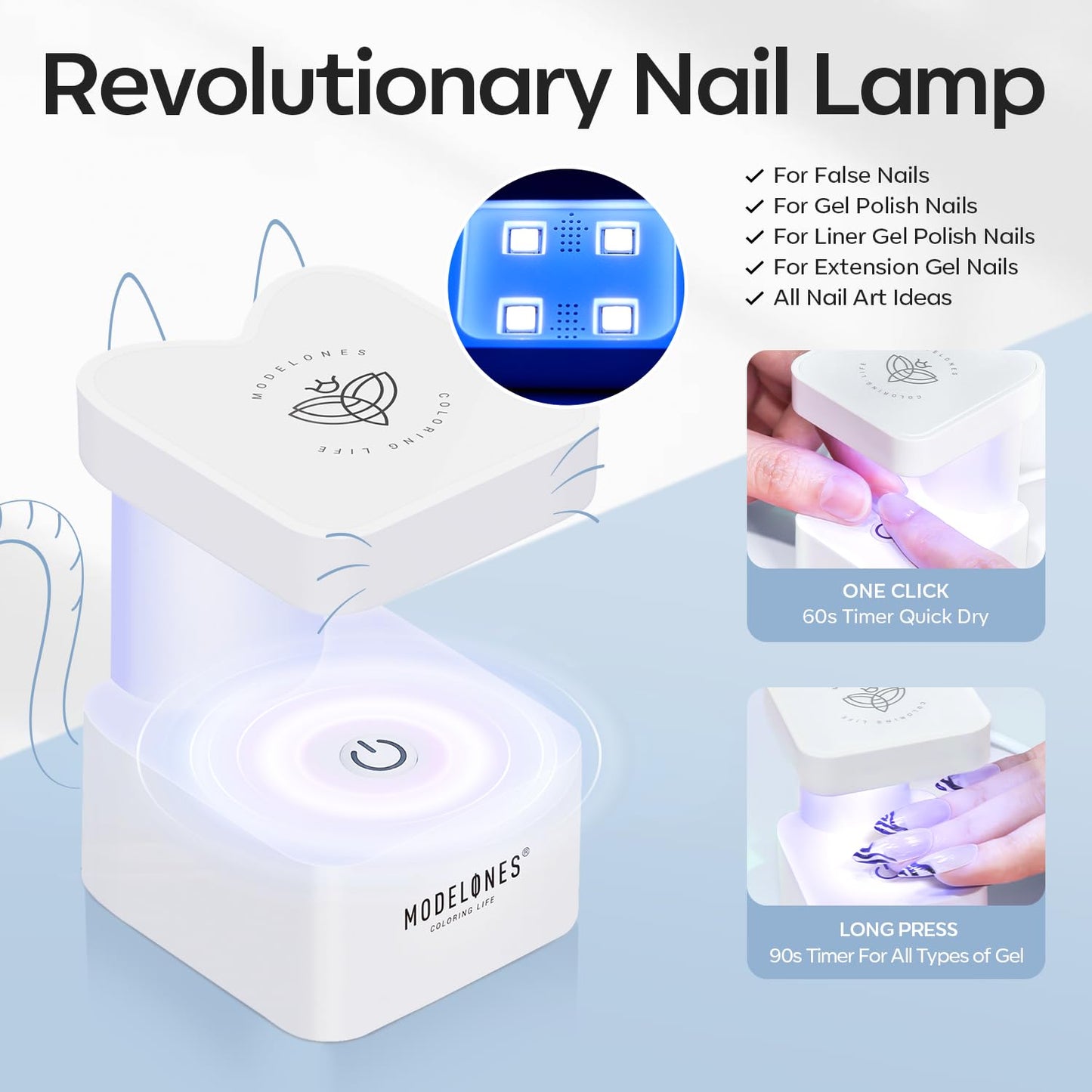 modelones Extra Short Almond Gel Nail Tips Kit, 9-in-One Nail Glue with Portable U V Lamp 216Pcs 12Sizes Pre-Etched Press ons Fake Acrylic Extension Kit DIY Salon Gift for Women-Velvo Beauty