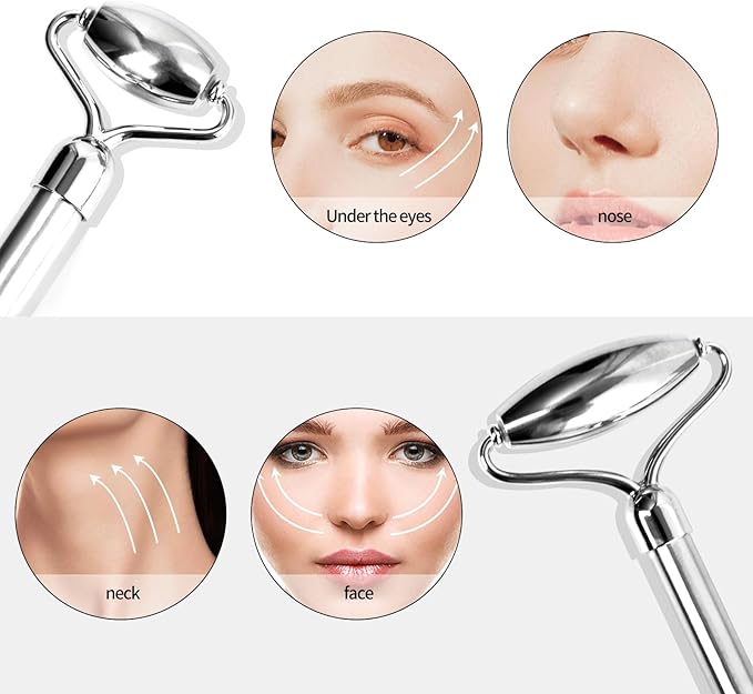 ONLYSKY BEAUTY Face Roller Gua-Sha Set Facial Roller kit for Face Skincare, Stainless-Steel Stone Sculpting Tool, Massager Roller for Skin Care,Gift for Men and Women-Velvo Beauty