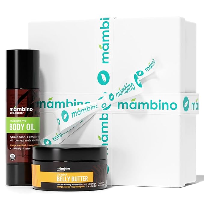 Mambino Organics All Natural Skincare Gift Sets for Pregnant Women – Belly Oil, Face Mist, Moisturizer, Face Polish, Face Serum, Lip Balm (Duo Kit)-Velvo Beauty