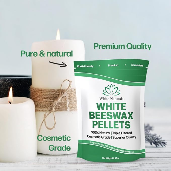 White Beeswax Pellets 1 lb (16 oz), Pure, Natural, Cosmetic Grade, Bees Wax Pastilles, Triple Filtered, Great For DIY Lip Balms, Lotions, Candles-Velvo Beauty