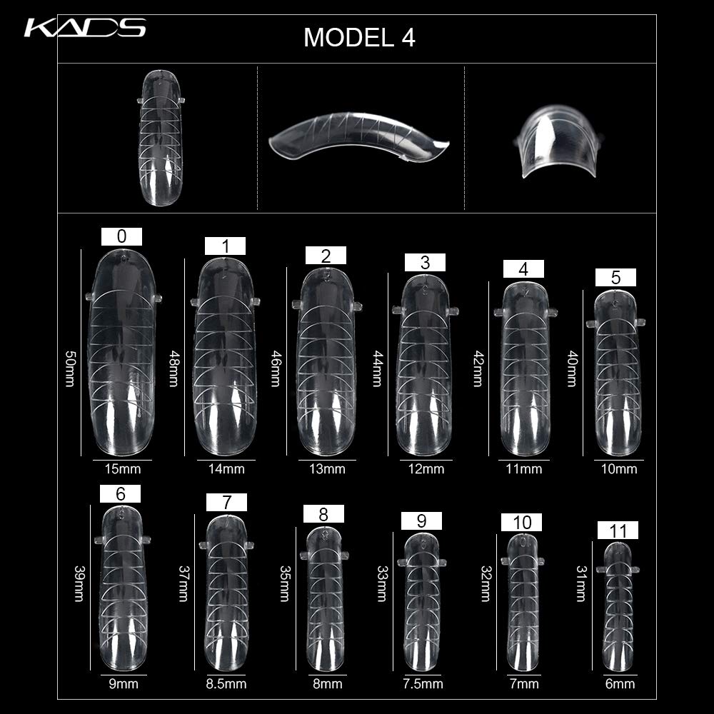 KADS 120PCS Clear Full Cover Dual Nail System Form UV Gel Acrylic Nail Art Mold Artificial Nail Tips with Scale for Extension (MODEL 4)-Velvo Beauty