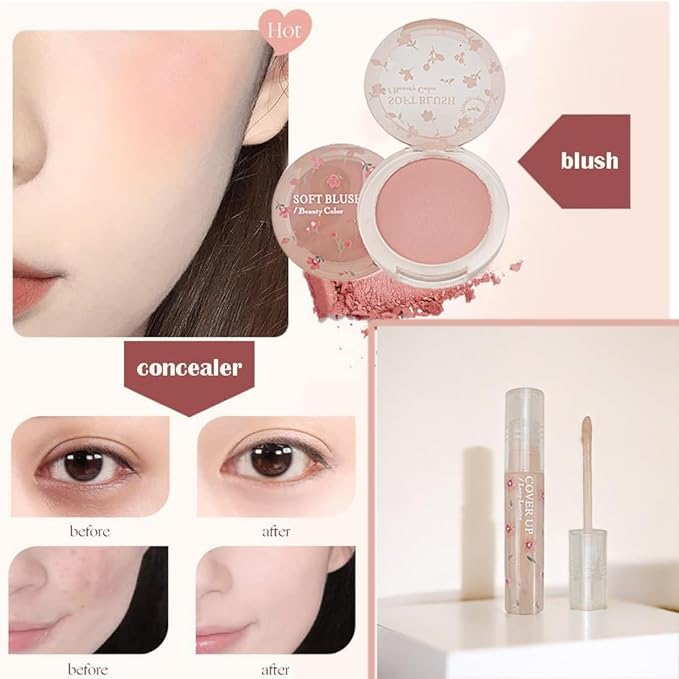 Makeup Kit for Women 8 Pieces Makeup Sets, 4 Color Lipsticks& Eyeshadow, Eyebrow Pencil, Concealer, Blush Palette 8Pcs Gift Box Makeup Bundle Value Set-Velvo Beauty