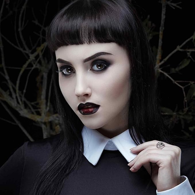 Halloween Goth Makeup, Complete Goth Make Up Set with White Foundation, Black Lipstick, Dark Smokey Eyeshadow Kit for SFX Gothic Makeup, Cosplay, Costume Party, Theater and Film-Velvo Beauty