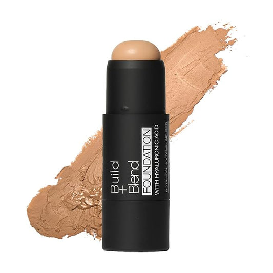 Palladio BUILD & BLEND Foundation Stick, Medium Coverage Buildable Contour Stick for Face, Ultra Blendable Creamy Formula for a Natural Shine Free Finish, Professional Makeup, 0.25 Ounce (Almond)-Velvo Beauty
