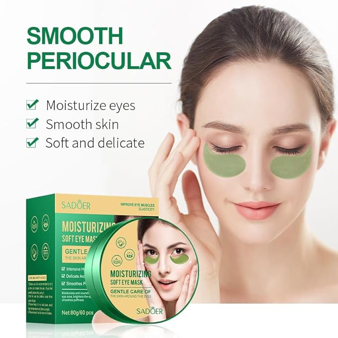 60pcs/30pairs Green Moisturizing Eye Mask, Moisturizing Soft Eye Mask, Gentle Care Of The Skin Around The Eyes, Moisturizes And Nourishes The Eye Area, Smoothes Puffiness 80g-Velvo Beauty