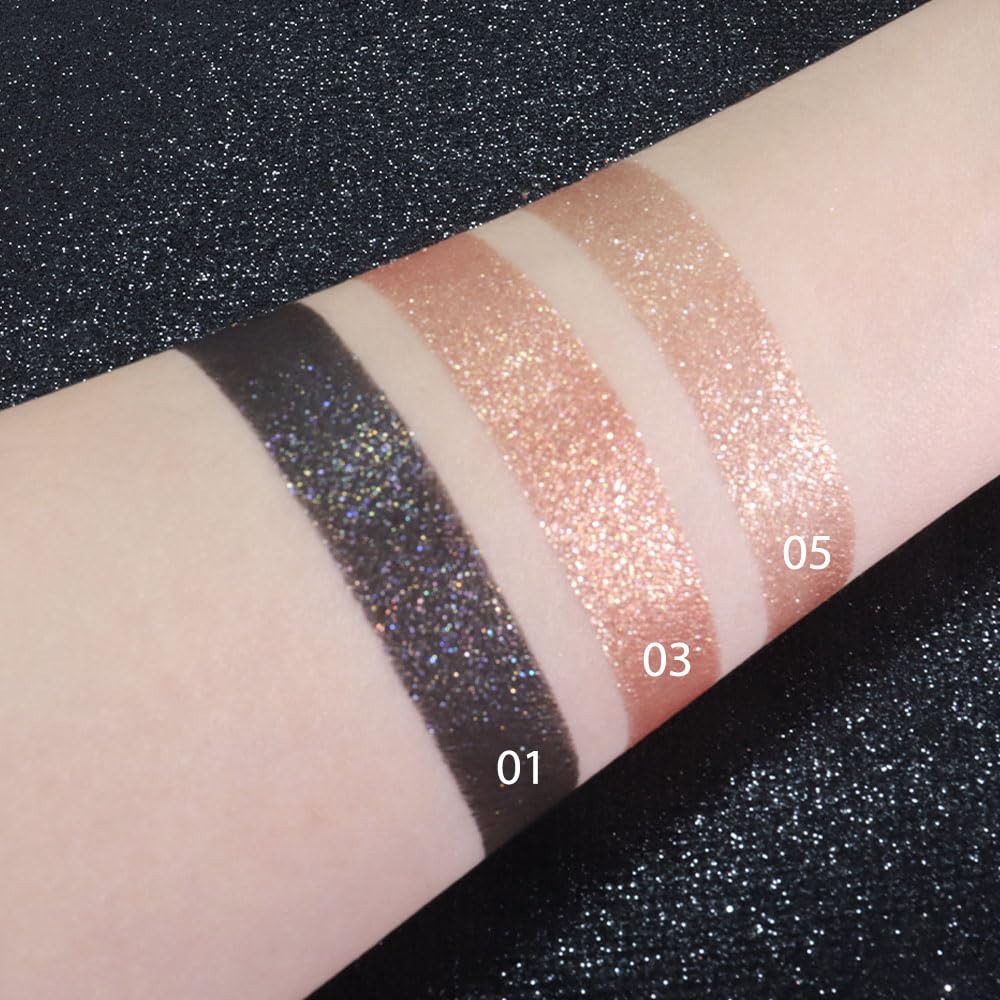 Eye shadow low saturation delicate long-lasting eye shadow palette, Monochrome Glittler Eyeshadow, pressed glitter eyeshadow, Glittle Pressed Powder Single Vegan Eyeshadow, (03 Glittle Gold)-Velvo Beauty