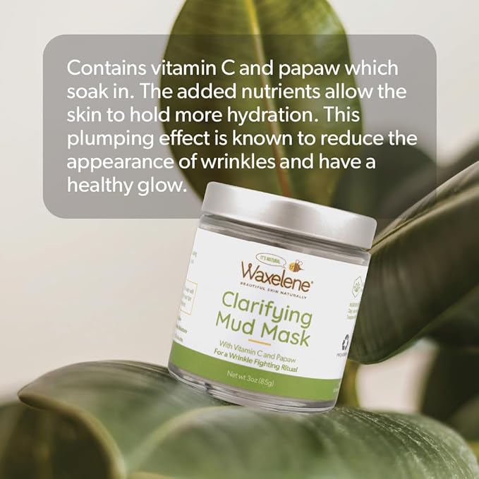 Waxelene Clarifying Mud Mask Dry Blend - Wrinkle Fighting Ritual Cleans Pores Hydrates Nourishes Skin Vitamin C Papaw Bentonite French Green Clay-Velvo Beauty