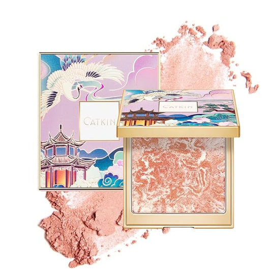 CATKIN Cheek Blush Bake Shimmer Pink Peach Multi Blusher Natural Powder Palette 10g (C04 Shimmer)-Velvo Beauty