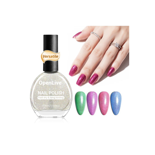 16.5ml Glitter Nail Polish, Shine Glitter Quick Dry, Natural Lustrous Enamel, Match Any Color for DIY Manicure & Pedicure-Velvo Beauty