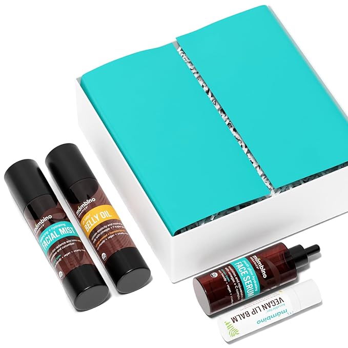 First Trimester Set – All Natural Skincare Pregnancy Gift Box – Anti-stretch mark Belly Oil, Rose Facial Mist, Youth Glow Face Serum, Lip Balm - Mambino Organics-Velvo Beauty