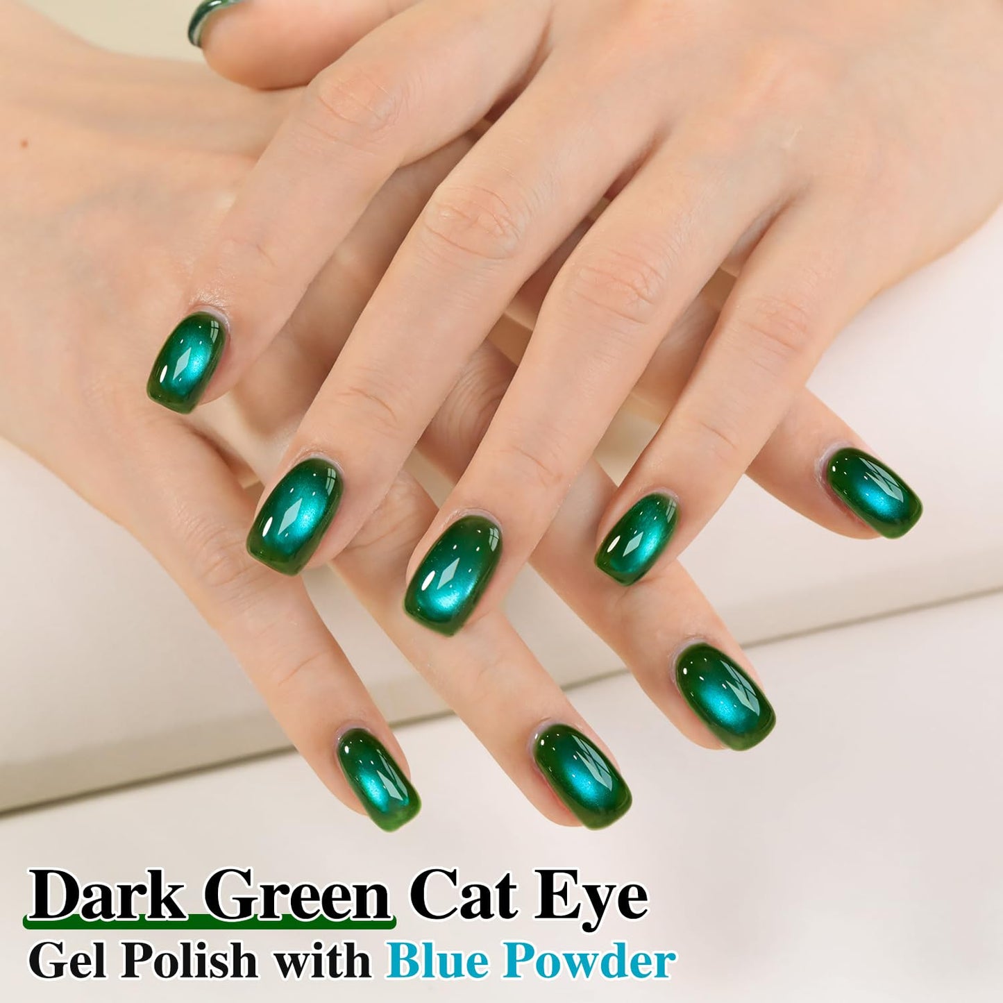Double Rhythm Jelly Glass Cat Eye Gel Polish with Magnet 15ML Holographic Glitter Shimmer Translucent Sheer Color Magnetic Nail Polish Salon DIY at Home (Dark Green-MC1263)-Velvo Beauty