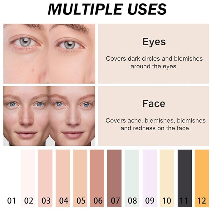 Kaely Color Correcting Concealer,Cream Pot Concealer Full Coverage,under Eye Concealer Palette for Conceals Dark Circles,Waterproof Foundation Face Makeup,03 Light-Velvo Beauty