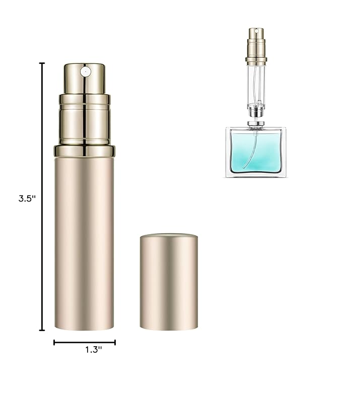 Refillable Perfume Atomizer Travel Bottle 5ml Leakproof Luxury Travel Perfume Refillable Bottle, Portable Fragrance Atomiser (Gold)-Velvo Beauty