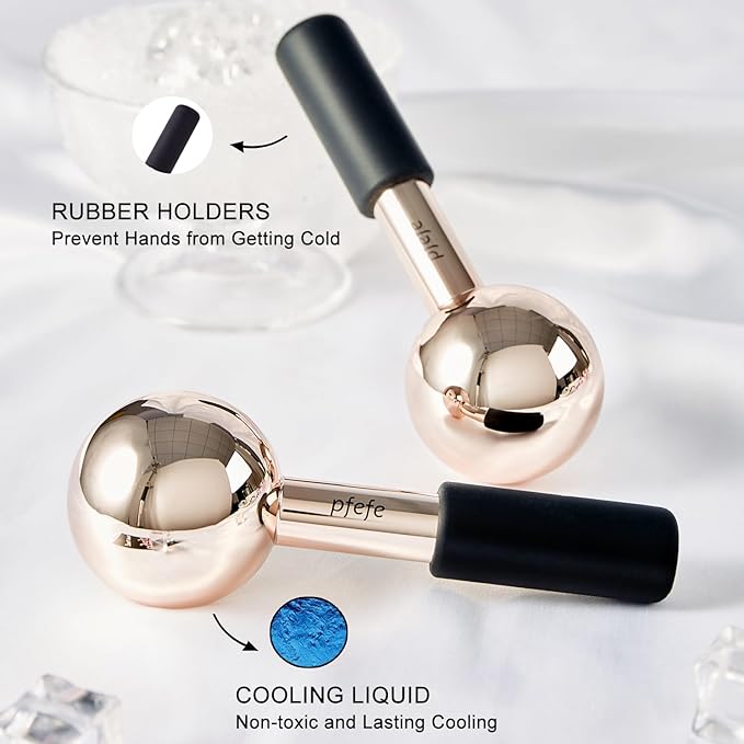 Ice Globes for Face & Eyes, Unbreakable Stainless Steel Cryo Sticks for Beauty Routines, Facials Cold Roller Colling Globes for Puffiness, Wrinkles, Dark Circles, Headaches-Velvo Beauty
