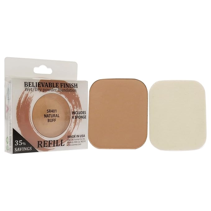 Sorme Cosmetics Believable Finish Powder Foundation Refill in Natural Buff (0.23oz) | Medium to Full Coverage Makeup Foundation Powder | Matte Finish Pressed Powder | Cruelty-Free Powder Makeup-Velvo Beauty