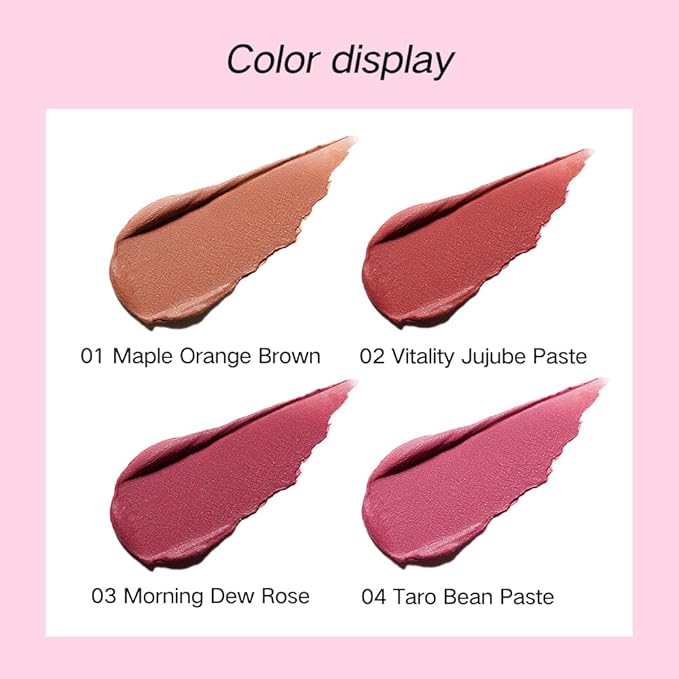 Face Cream Blush, 2-in-1 Lip & Cheek Makeup with Brush, Matte Blush Hydrating Formula, Lightweight, Buildable & Blendable Blusher for Women Girls-01 Maple Orange Brown-Velvo Beauty