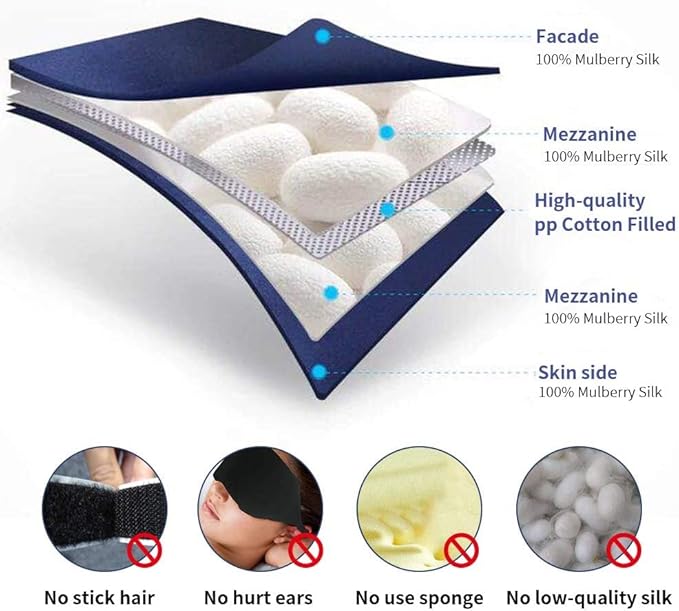 100% Natural Mulberry Soft Silk Sleep Mask, Light Blocking Eye Masks For Sleep, Night Blindfold Eye Mask Cover For Men And Women, Sleeping Night Mask For Travel (Pink)-Velvo Beauty