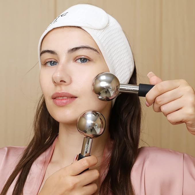 Ice Globes for Face & Eyes, Unbreakable Stainless Steel Cryo Sticks for Beauty Routines, Facials Cold Roller Cooling Globes for Puffiness, Wrinkles, Dark Circles, Headaches-Velvo Beauty