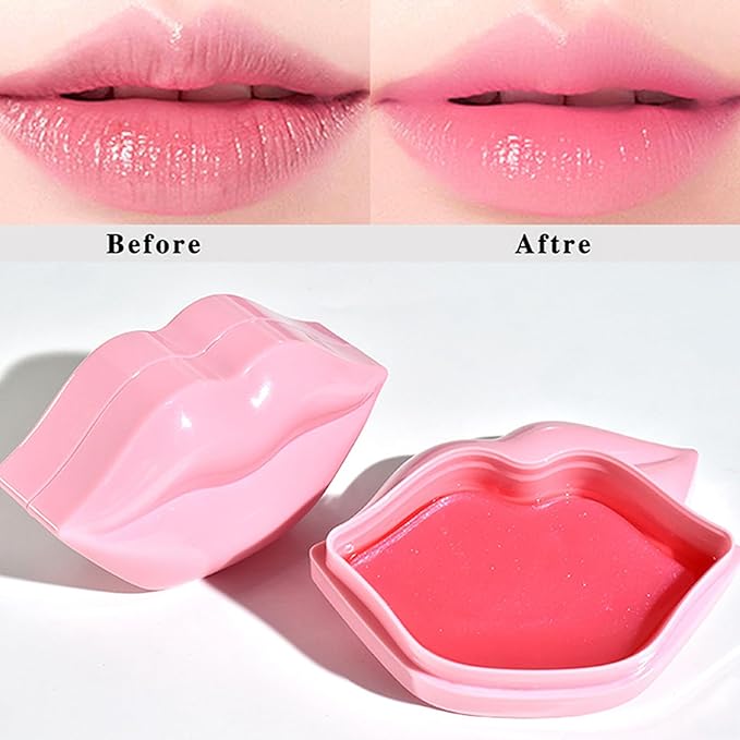 20pcs Pink Lip Masks Sheet,Moisturizing Crystal Collagen Gel Anti-Aging Lip Patches,Reduces Lip Lines Plump Dry Lips Lip Care with Box-Velvo Beauty