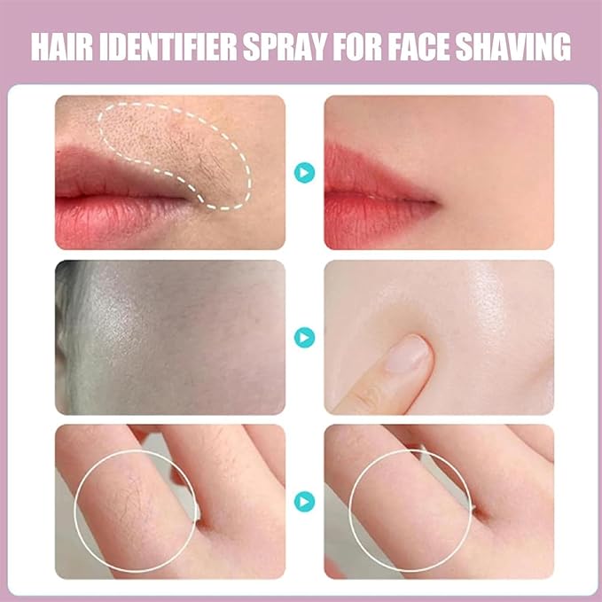 2PCS Hair Identifier Spray for Face Shaving，face hair identifier spray，Moisturizing And Skin Care Set Spray，suitable for all skin types (Spray Plus Razor)