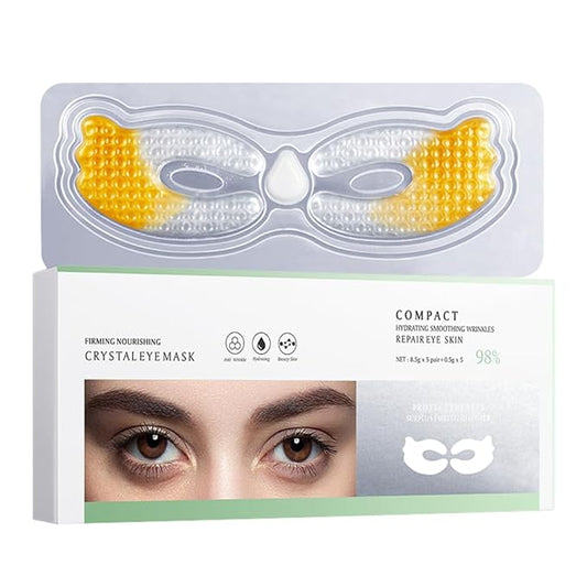 3D Crescent Design Under Eye Patches (5 Pairs) - Crystal Under Eye Mask with Eye Cream, Specifically for Canthus Wrinkles and Dryness Around the Eyes (Crystal)-Velvo Beauty