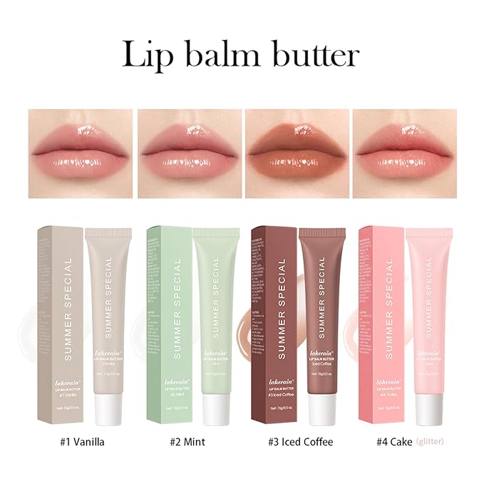 4 PCS Lip Glossy Butter Balm Set,Instant Moisture and Hydration Lip Gloss,Long-lasting Hydrating Non-Sticky Lip Balm,Soften Dry Lips and Lip Care-Velvo Beauty