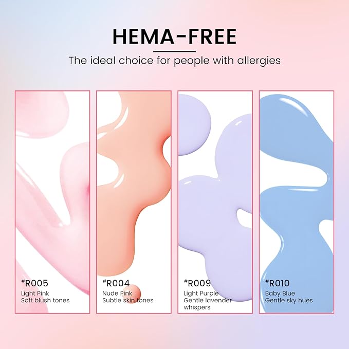 Gel Nail Polish Kit with U V Light, Hema-Free Light Baby Pink Blue Purple Nude Pink Summer Gel Polish Set with Base & Top Coat Chrome Nail Powder, 4 Colors Mini Salon Nail Art Starter Gift for Women-Velvo Beauty