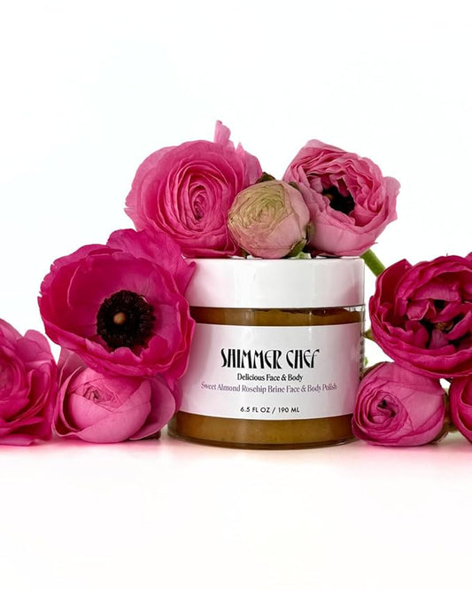 Sweet Almond Rosehip Brine Polish | Exfoliating Blend with Himalayan & Dead Sea Salt, Maple Sugar | Enriched with Magnesium, Omega 3's & Vitamin E | Revitalize Skin, Reduce Inflammation-Velvo Beauty