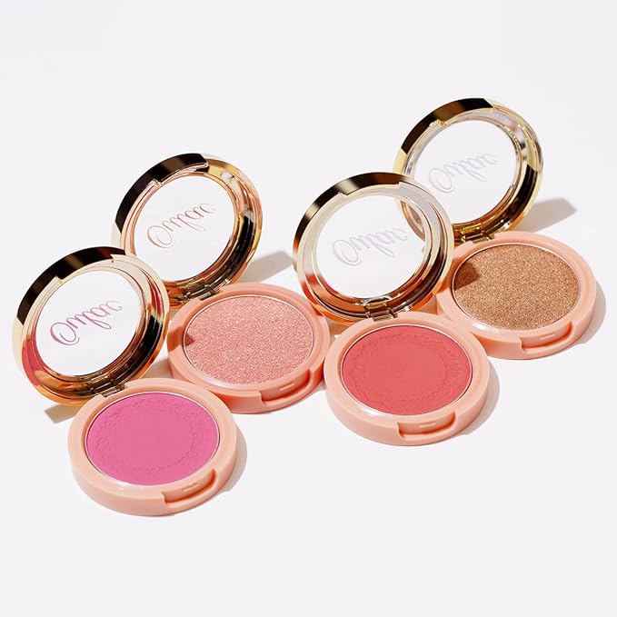 Oulac Shimmery Blush Makeup| 2 in 1 Powdery Cream Blush & Highlighter| Golden Hour Makeup Bronzer Illuminating | Rich Colors &Blendable | Vegan & Cruelty-Free| F08 Glow Gold 4.8g-Velvo Beauty