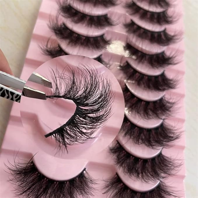 FANXITON Mink Lashes False Eyelashes Dramatic Full Mink Lashes Wispy 19 MM Natural Look 3D Fake Eyelashes 10 Pairs Pack-Velvo Beauty