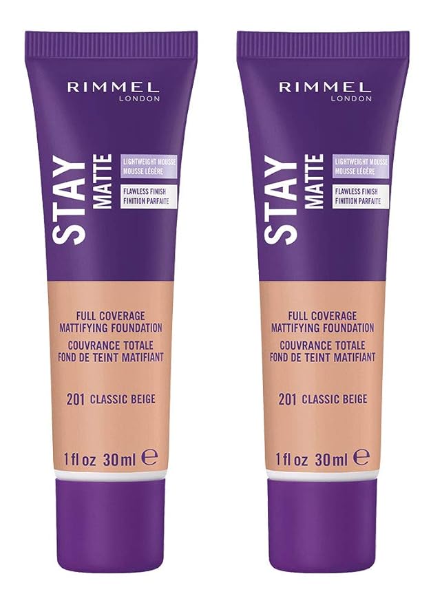 Rimmel Stay Matte Liquid Foundation, Classic Beige, 1 Fl Oz, 2 Count (Pack of 1)-Velvo Beauty
