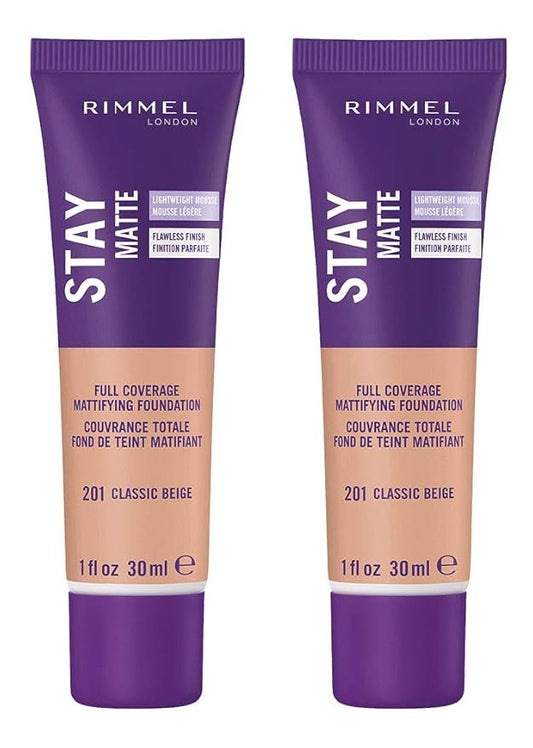 Rimmel Stay Matte Liquid Foundation, Classic Beige, 1 Fl Oz, 2 Count (Pack of 1)-Velvo Beauty