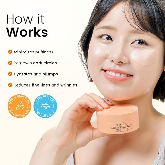 Caffeine Under Eye Patches: 30 Pairs Korean Hydrogel Eye Masks for Dark Circles Puffiness Relief with Niacinamide Hyaluronic Acid - Undereye Brightening Hydrating Anti-Wrinkle Treatment-Velvo Beauty